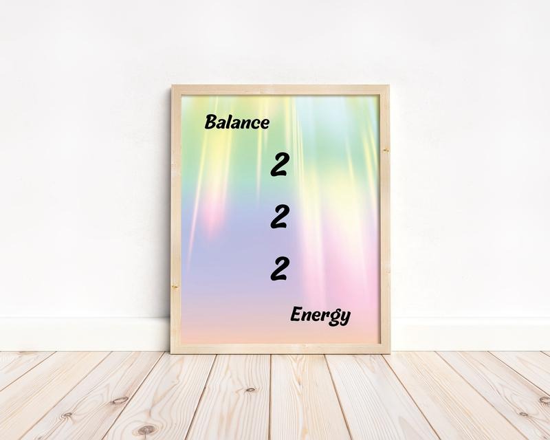 Angel Number 222 Printable Wall Art Spiritual Energy Poster Gift Religious Graduation Positive Colorful Print Home Decor...