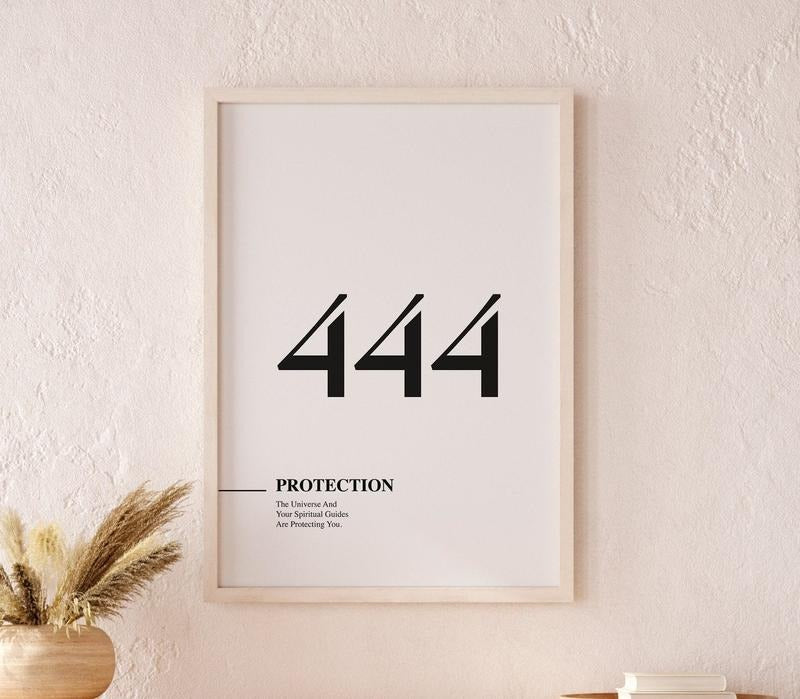 Angel Number, 444 Angel Number Print, Trendy Wall Art Print, Alignment, Manifestation Energy Spiritual Poster, Poster...