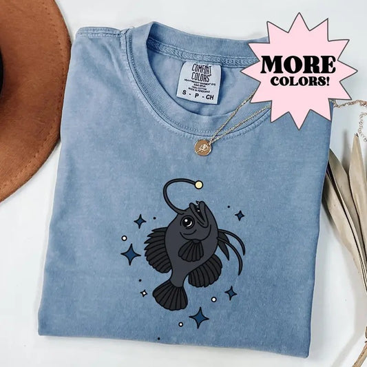 Angler Fish Shirt, Cute Anglerfish Shirt, Marine Life Shirt, Inspirational Shirt, Be The Light Shirt, Fish Shirt, Keep Going,She Rises Shirt