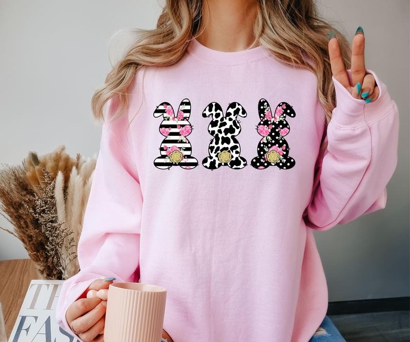 Animal striped Bunnies Crewneck Sweatshirt T-Shirts, Hoodie | DripVista.com