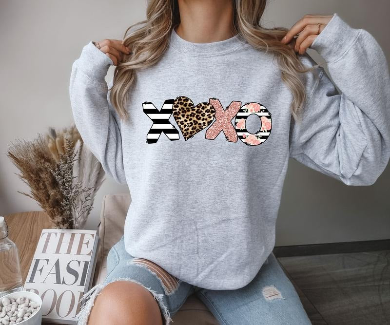 Animal striped XOXO Crewneck Sweatshirt T-Shirts, Hoodie | DripVista.com