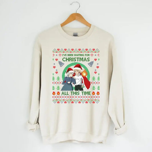 Anime Christmas Sweatshirt, Howl's Moving Castle Shirt, Calcifer, Howl, Sophie, Studio Ghibli, Hayao Miyazaki