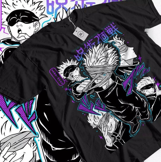 Anime Gojo Satoru Vintage Shirt, Anime Lover Shirt, Anime Sweatshirt, Anime Manga Shirt, Anime Gojo Gift Men and Women T-shirt Round Neck Cotton