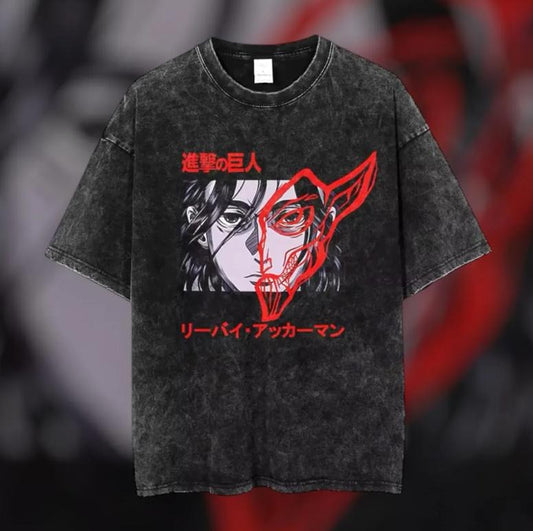 Anime T-Shirt-Vintage anime t-shirt AOT -Anime Inspired Washed T-shirt  Vintage T-Shirt Menswear Top