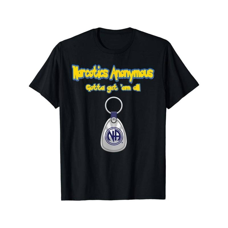 Anonymous 12-step recovery Hidden leaf ninja Key Label Pattern T-shirt - Men'WB shield black cotton round-neck T-shirt,...