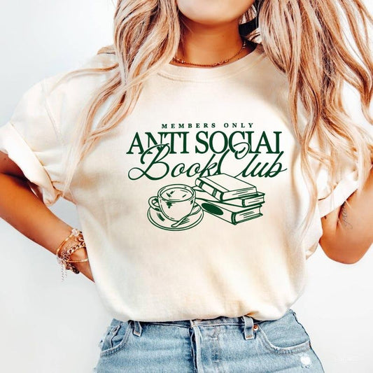 Anti Social Book Club Crewneck Shirt, Bookish Sweatshirt, Bookworm , Gifts for Book Lovers, For Men, For Women