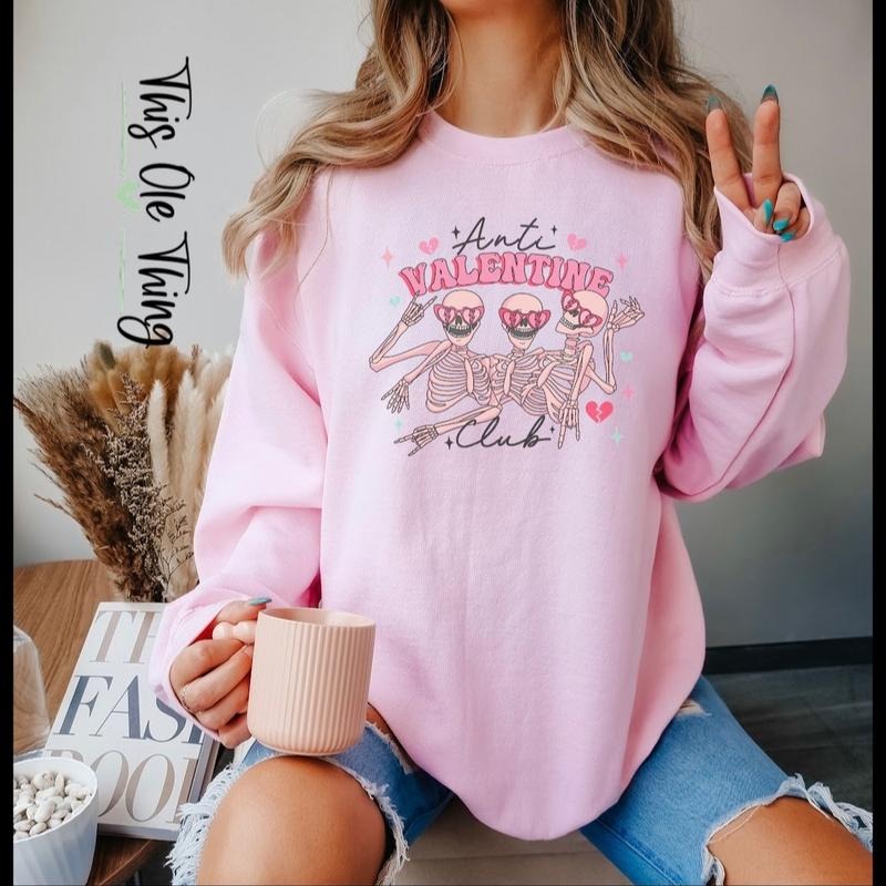 Anti valentine crewneck Sweaters Womenswear Tops Comfort Fabric FOG material valentine sweatshirt sweatshirts women...