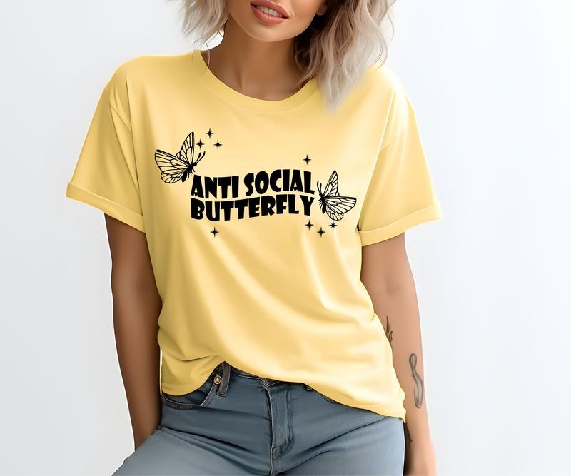 Antisocial Butterfly Comfort colors Tee shirt Hoodie, Sweatshirt | DripVista.com