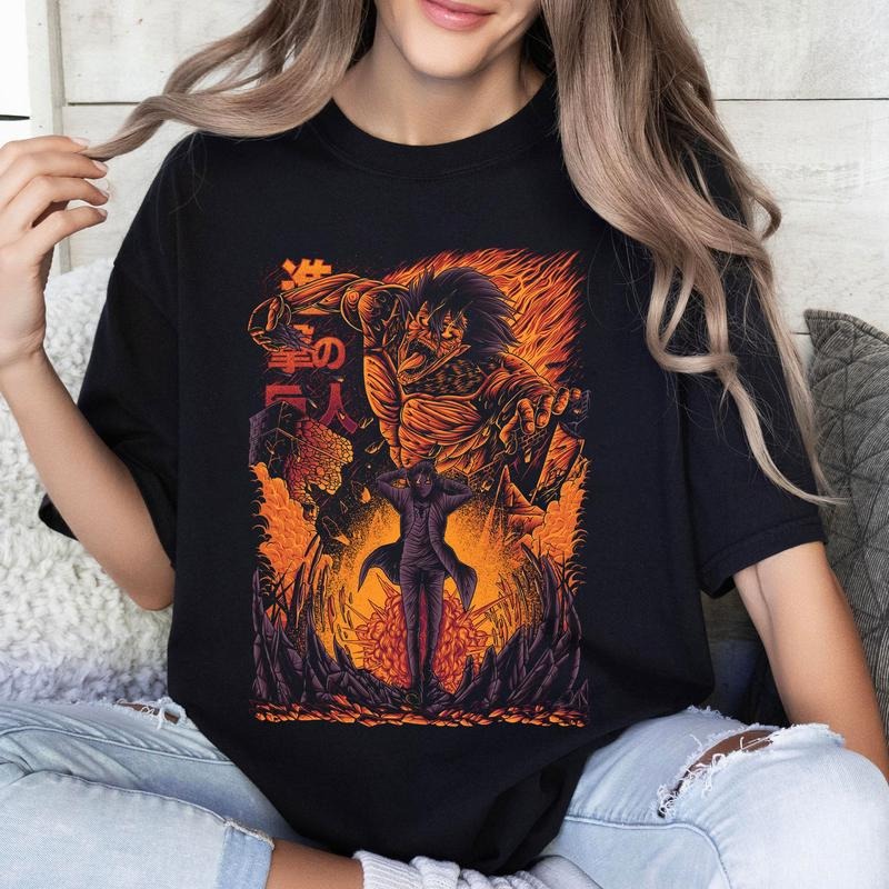 AoT Eren Yeager Attack Titan Tshirt Crewneck Hoodie Comfort Cotton Sweatshirt | DripVista.com