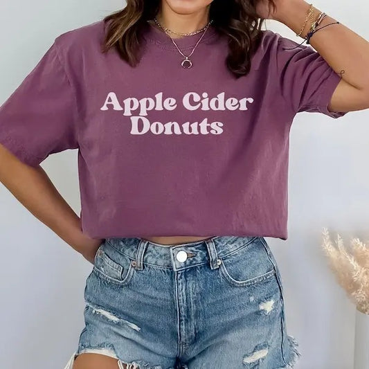 Apple Cider Donut Shirt, Halloween Comfort Colors T-Shirt, Favorite food Shirt, Autumn Fall Gift, Orchard Shirt Collar Garment