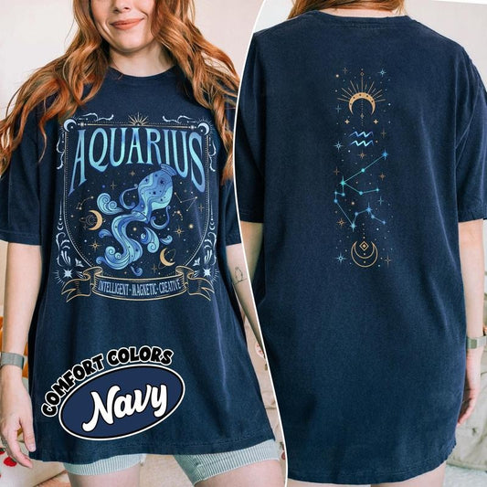 Aquarius Horoscope Shirt, Aquarius Birthday T Shirt, Zodiac Astrology Tee, Sun Moon And Rising Sign, Aquarius Month Gift