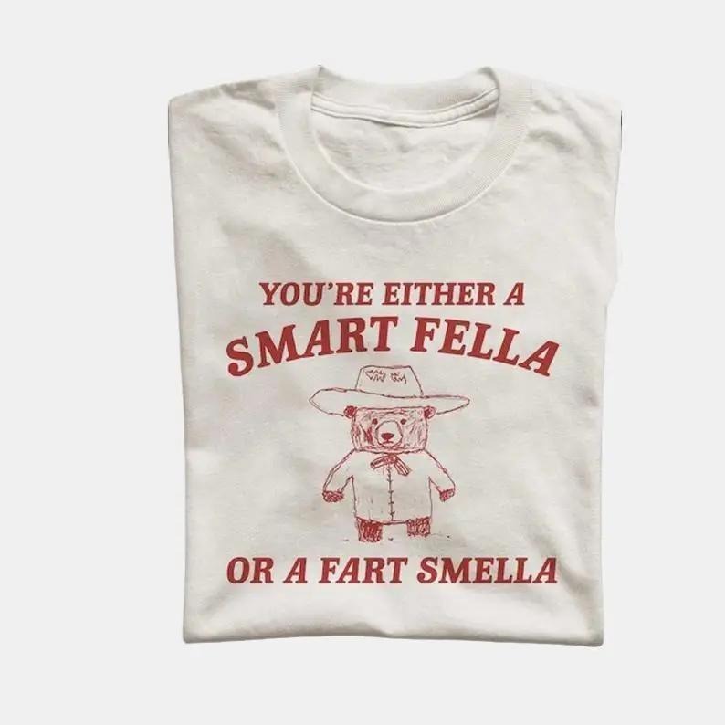 Are You A Smart Fella Or Fart Smella? Retro Cartoon T-Shirt and Sweatshirt, Weird T Shirt, Meme T Shirt, Trash Panda Tee,...