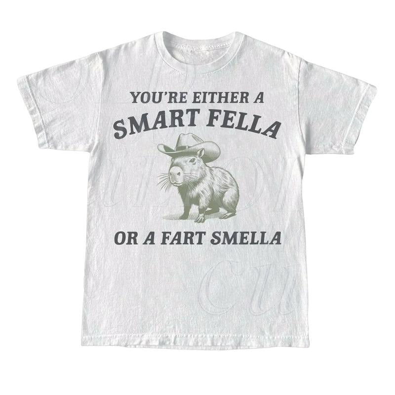 Are You A Smart Fella Or Fart Smella Vintage Style Shirt, Retro Cartoon T Shirt, Weird T Shirt, Meme T Shirt, Cabybara...