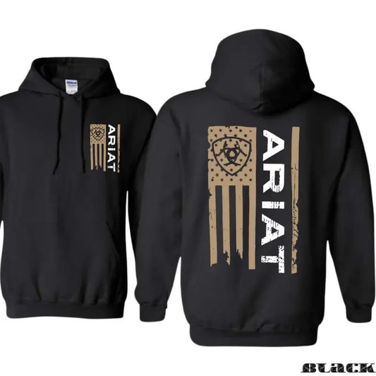 Ariat Hoodie, Classic American Flag Design with Bold Ariat Logo, Perfect for Western Lifestyle Enthusiasts, Comfortable Unisex Hoodie for Patriotic Style