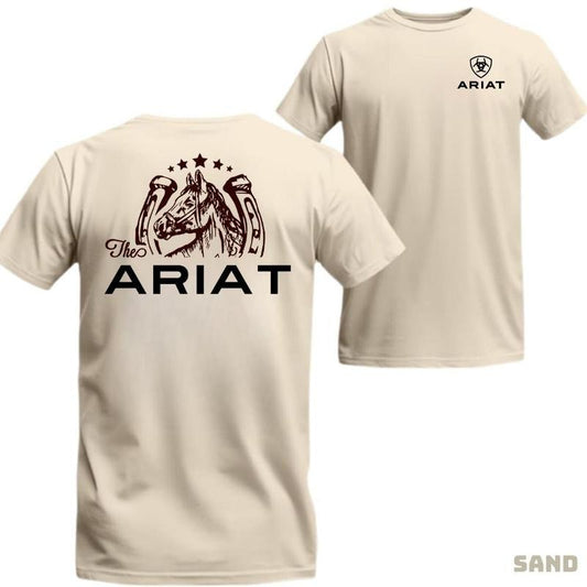 Ariat T-Shirt - Horse and Horseshoe Western Graphic Design for Equestrian Enthusiasts, Comfortable Casual Shirt with Ele... Menswear Menswear Cotton