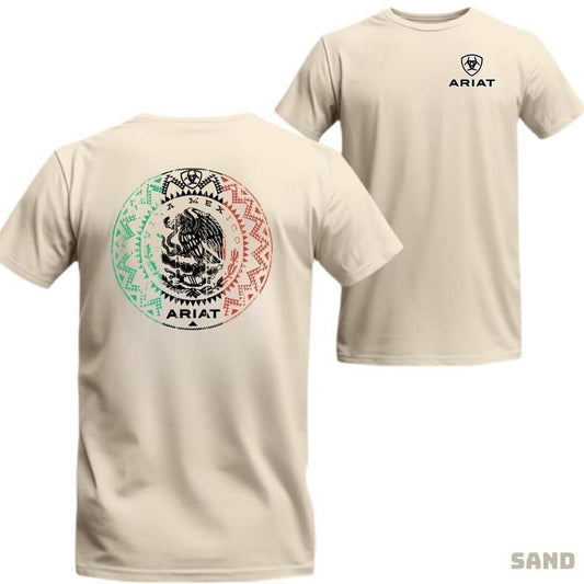 Ariat T-Shirt - Mexico Heritage Unisex Western Style Tee with Mexican Eagle Design for Casual Wear, Outdoor & Sports -... Cotton Menswear