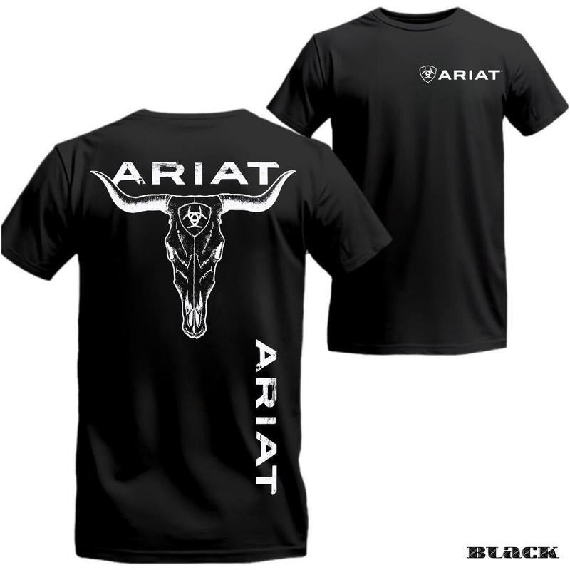 Ariat T-Shirt  Strong and stylish design featuring a bull skull, perfect for outdoor enthusiasts, offering superior comfort and quality, Unisex.