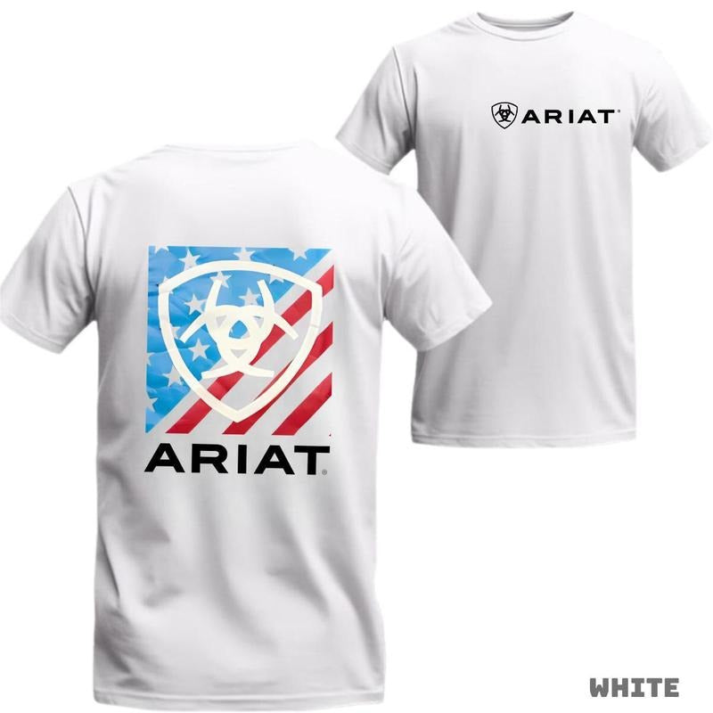 Ariat T-shirt - with American Flag Print, Bold Style, For Men and Women, Soft Fabric, Ideal for Physical Activities.