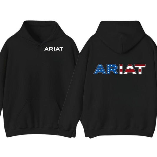 Ariat USA Flag Logo Hoodie, Men and Women's American Flag Style Hoodie for Outdoor Activities and Daily Fashion Hoodie, Womenswear Pullover, trend