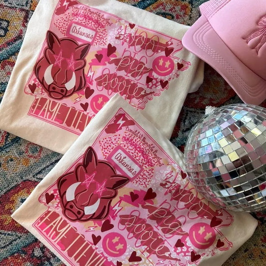 Arkansas Girly Pink Design Comfort Colors Tshirt