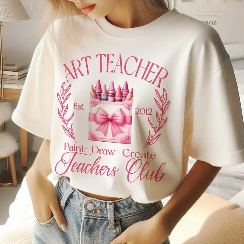 Art Teacher Coquette Girly t-Shirt, Custom Art Teacher Shirt, Art Teacher Gift, Art Teacher Gift, Teacher Appreciation Gift, Back to school