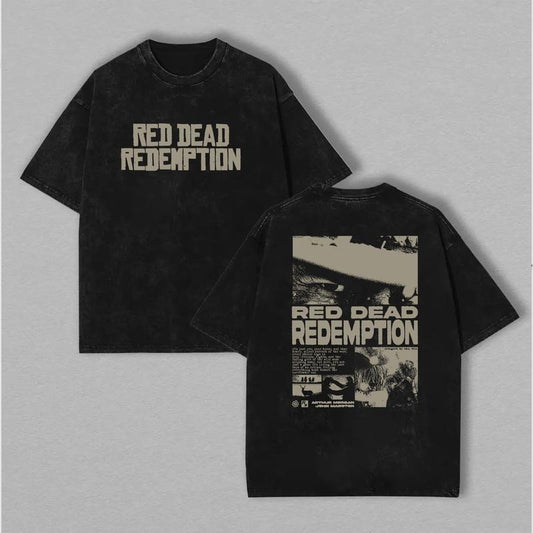 Arthur Morgan Red D4ad Redemption 2 Vintage Washed Tee, Cowboy Graphic Shirt, Retro Streetwear Essential for gamers