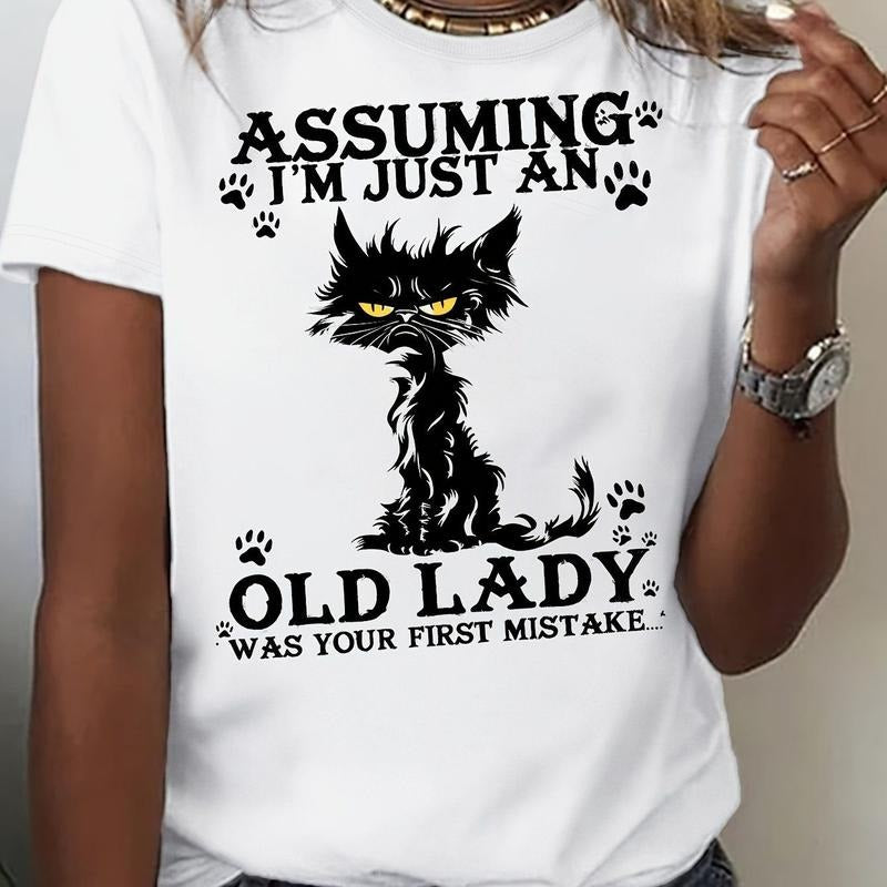 Assuming Swoosh'Bat brand Just Jumpman Old Lady" Humorous Women'WB shield T-Shirt