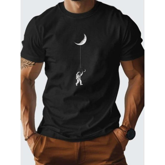 Astronaut Kite Moon Design pure cotton men's T-shirt comfort fit Made in USA