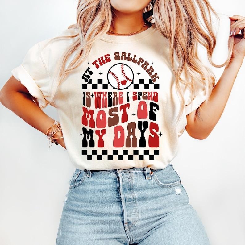 At The Ballpark, Baseball Game Day, Baseball Mama Tshirt Hoodie, Sweatshirt | DripVista.com
