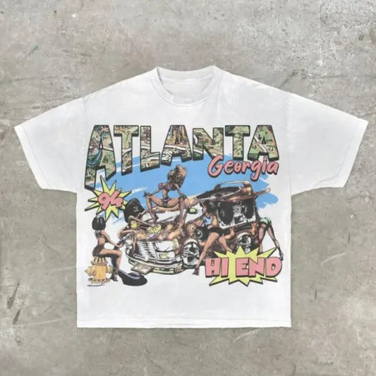 Atlanta Georgia Shirt, Street Style Retro Fashion Short Sleeve Tshirt, Unisex For Shirt, Gift For Fan, Gift For Him, Gift For Her Top Menswear Womenswear