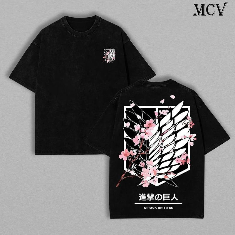 Attack Pocket monsters Titan Anime Unisex Tee | Wings FOG Freedom AOT Shirts - Eren Acid Wash Shirt Graphic Tee Casual Menswear FOG Top Sweater, Hoodie | AOT Streetwear Style Tee