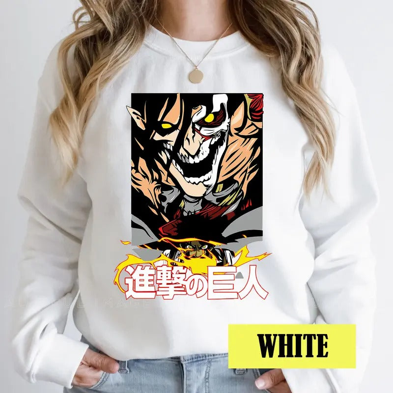 Attack on Titan Characters Tshirt Crewneck Hoodie Comfort Cotton Sweatshirt | DripVista.com