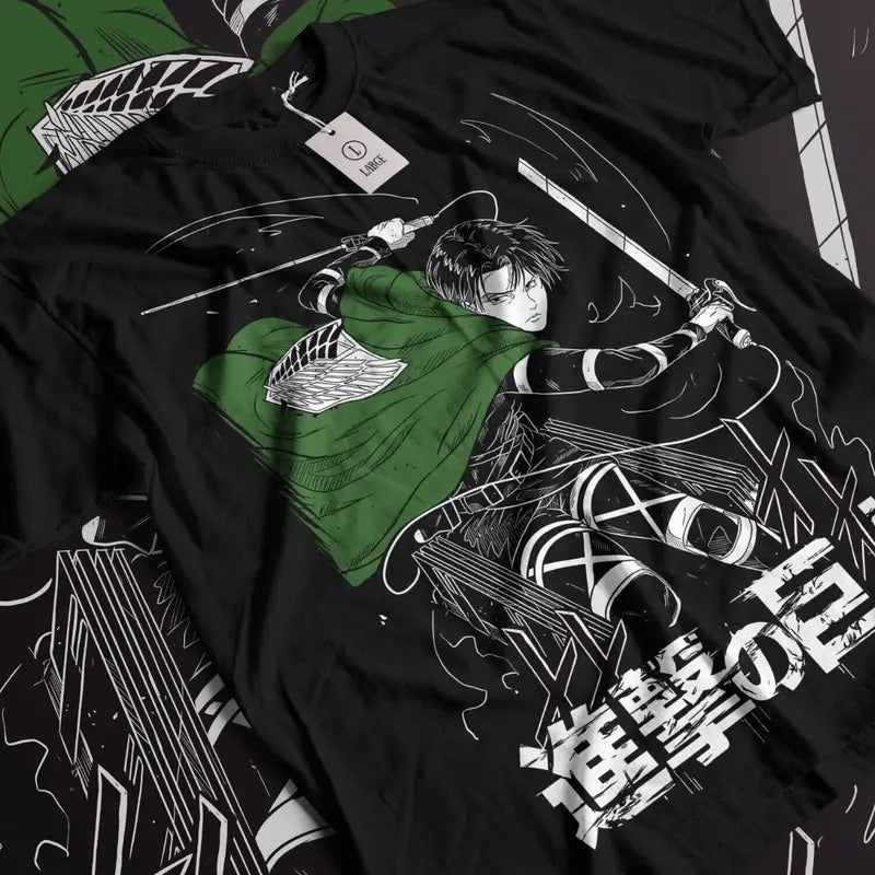 Attack on Titan Levi Shingeki No Kyojin Anime AOT Tshirt T-Shirt Tee ALL SIZES
