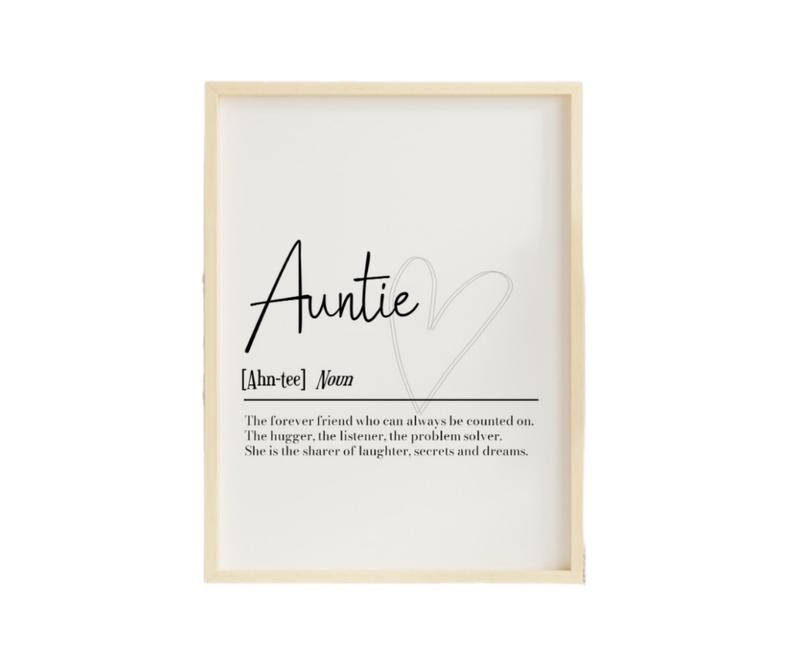 Auntie Definition Print, Birthday Gift For Auntie, Mothers Day Gift Aunt, Aunty Gift Definition Print, Thank You Gift...