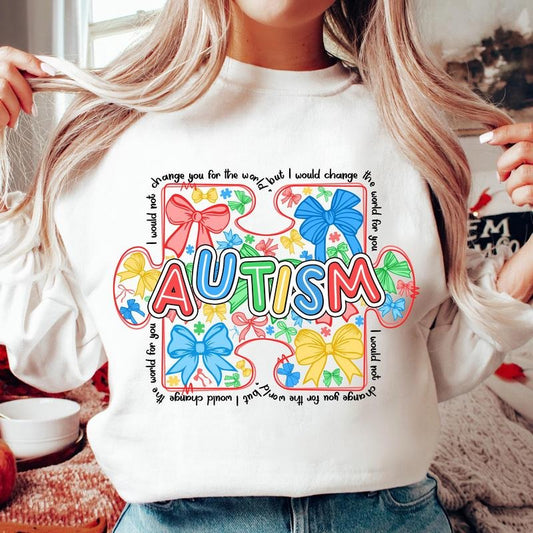 Autism Awareness Coquette Sweatshirt, Retro Autism Bow Sweatshirt, Autism Mama Sweater, Autism Advocate Sweater, Special Education