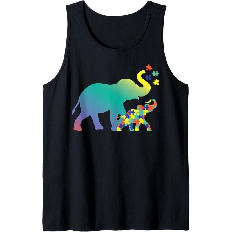 Autism Mom Gift Design Autism Awareness Elephant Tank Top MADE IN USA T-Shirts, Hoodie, Sweatshirt | DripVista.com