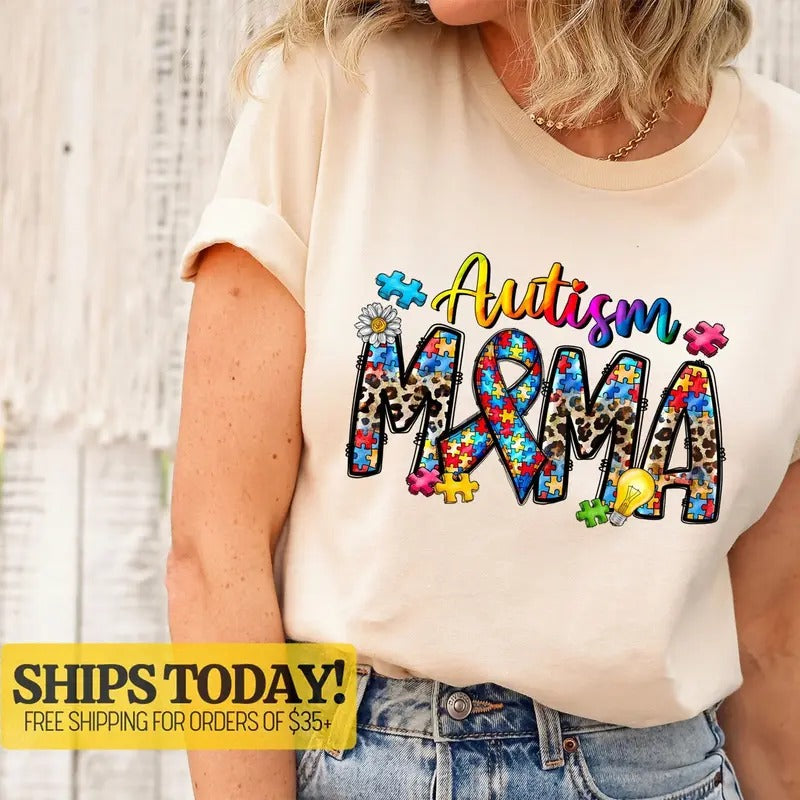 Autism Mom Shirt, Autism Awareness Mama T-Shirt, Proud Autism Mama Tees, Teacher Autism Acceptance T-Shirt, Neuro Diverse Mommy Shirt