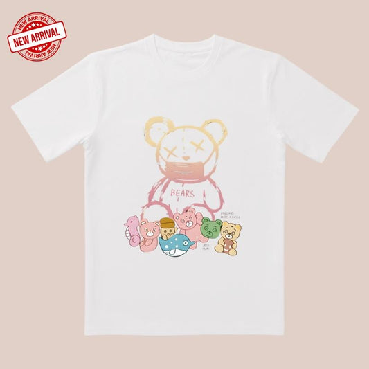 Autumn Cubs! 'Falling Bears' Cotton Tee |   3D Cut & Pastel Clash |   Outdoor Adventure