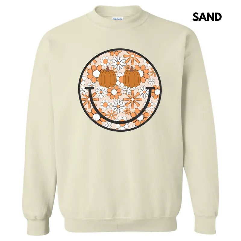 Autumn Floral Happy Face Sweatshirt 'NLB' T-Shirts, Hoodie | DripVista.com