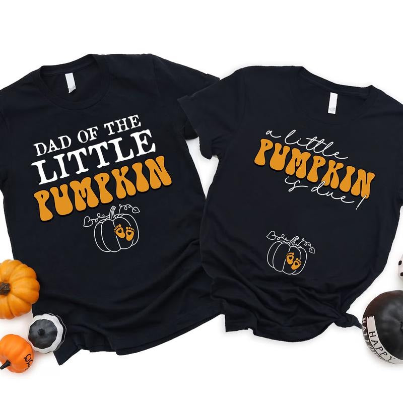 Autumn Matching Pregnant Shirt, Pregnancy Announcement T-shirt for Couple, Pregnant Thanksgiving Tee, Cute Fall Shirt