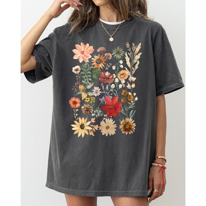Autumn Pressed Flowers Shirt, Beautiful, Nature, Leaves, Botanical, Fall Shirt Hoodie, Sweatshirt | DripVista.com