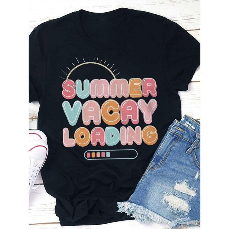 Women'WB shield Casual Summer Vacay Graphic T-Shirt