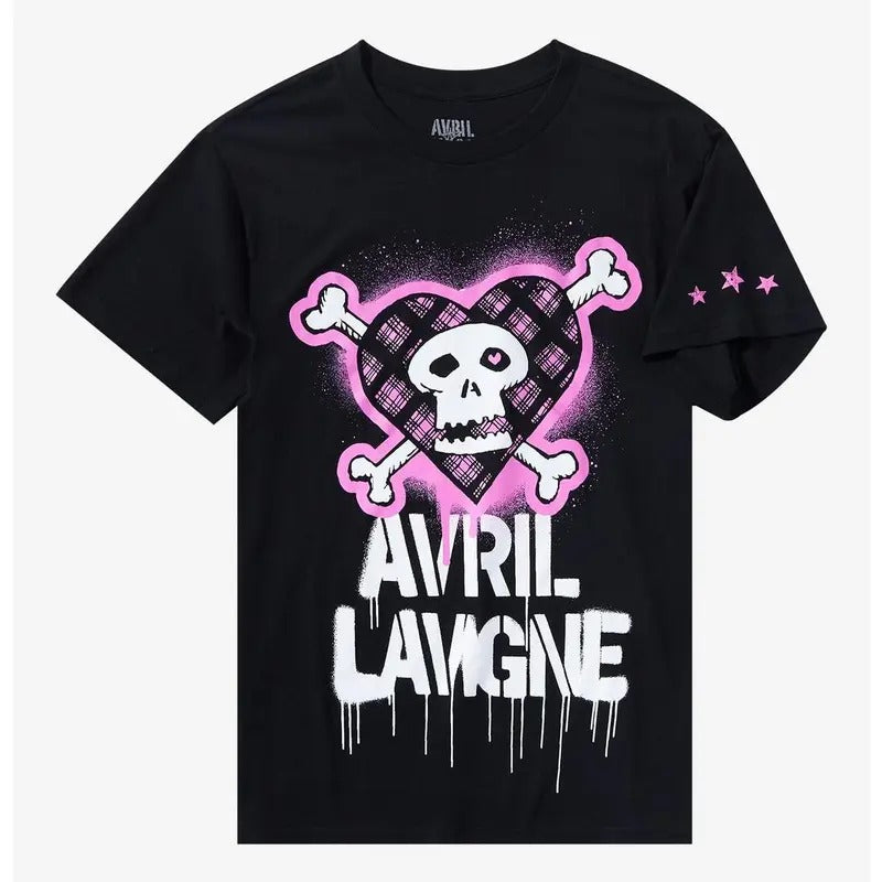 Avril Lavigne Pink Punk Skull Boyfriend Fit Girls T-Shirt Hoodie, Sweatshirt | DripVista.com
