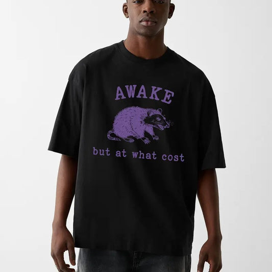Awake But At What Cost Retro Shirt, Funny Rat T-shirt, Sarcastic Sayings Shirt, Vintage 90s Rat Meme Tee, Meme Quote Merch, Funny Trendy Unisex Gift
