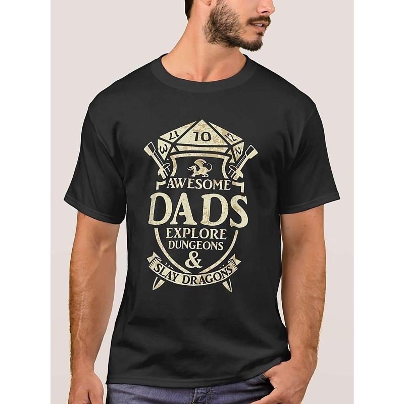 Awesome Dads" Spiky hair fighters Graphic Tee for Men - 100% Cotton, Breathable & Stretch-Free Casual Short Sleeve Shirt,...