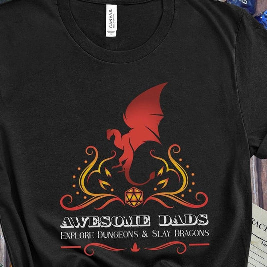 Awesome Dads Play Dungeons And Dragons Tshirt, Dnd Dad Shirt, Dnd Gift For Dad TShirt, Dnd Gifts For Players, Dnd Tshirt