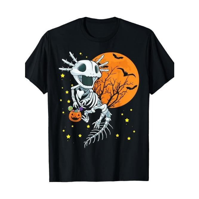 Axolotl Shirt - Axolotl Halloween Costume Skeleton Pumpkin T-Shirt Made in USA Hoodie, Sweatshirt | DripVista.com