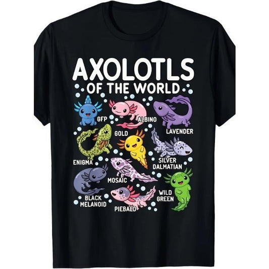 Axolotls Of The World Cute Kawaii Axolotl T-Shirt Made in USAstyle{n002}2