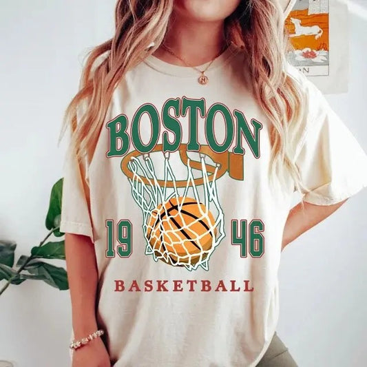 B.Oston Basketball Shirt, Bost.O.N Basketball Tshirt, Vintage Style Bost.On Basketball Shirt, Bo.Ston Basketball Fan Gift, Unisex T-Shirt, Gifts For Him Her, Short Sleeve Tee Shirt, Gifts For Birthday Fathers Day Christmas