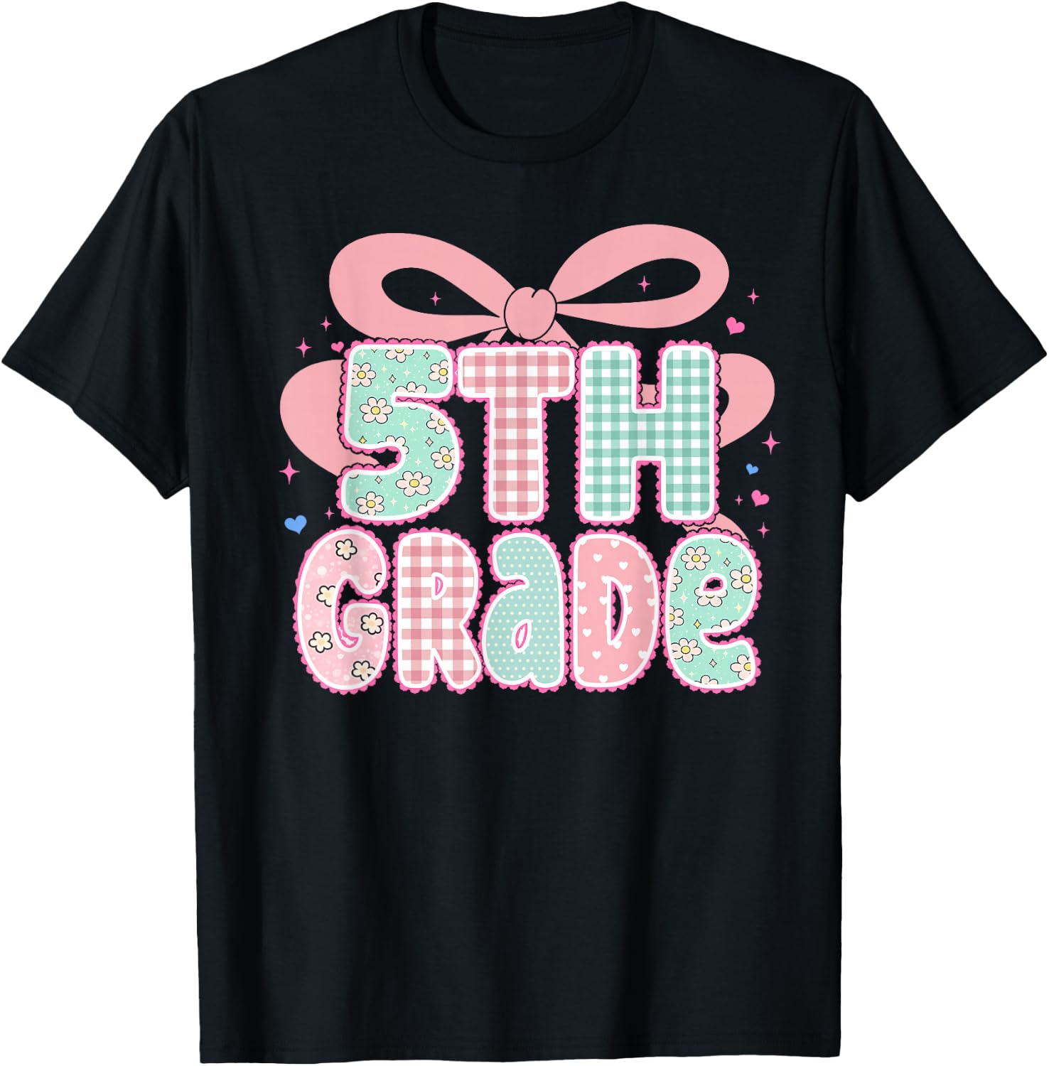 Preppy Fifth Grade Teacher 5th Grade Floral Coquette Bow T-Shirt